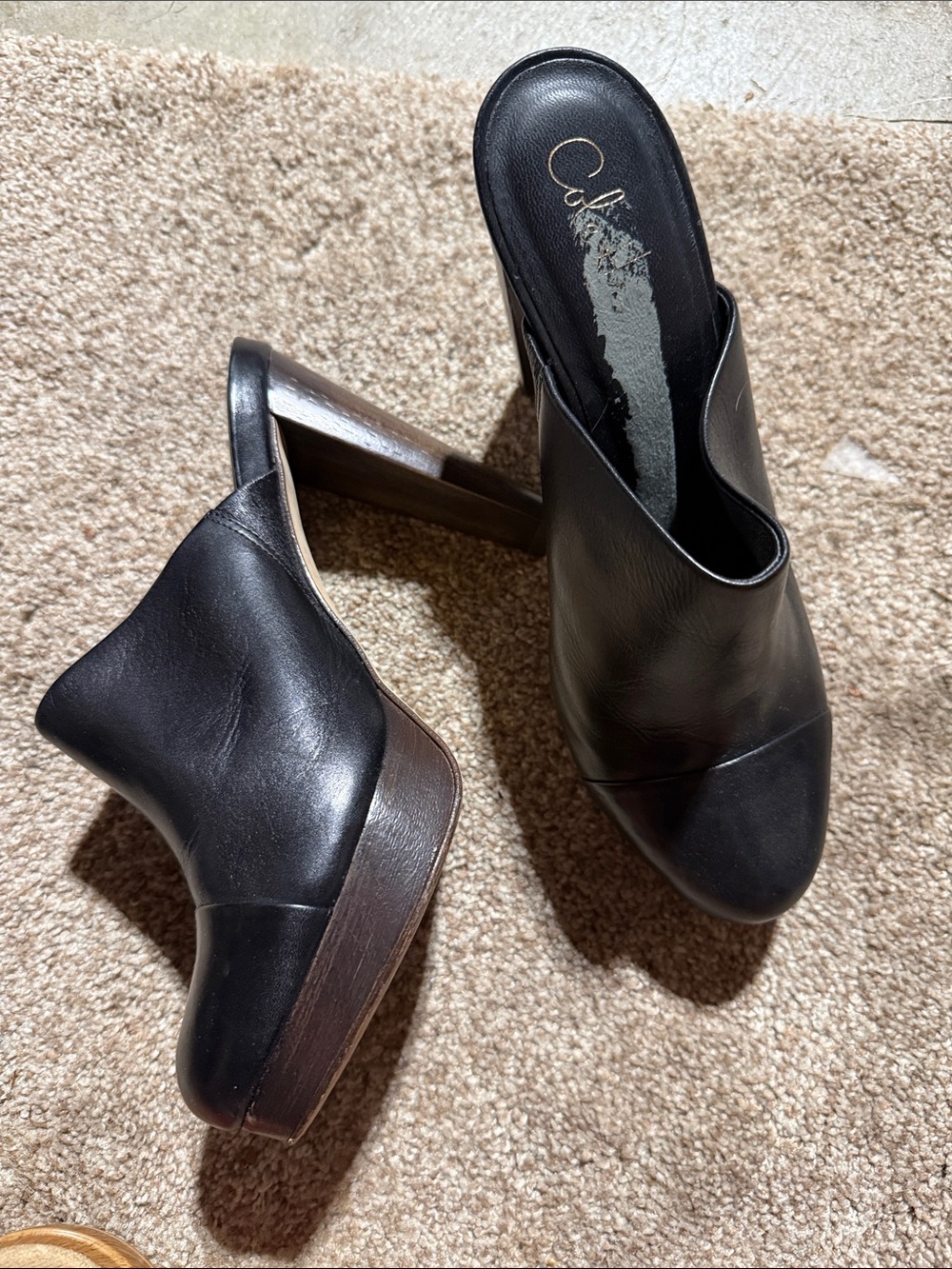 Cole Haan Black Leather High-Heel Mule